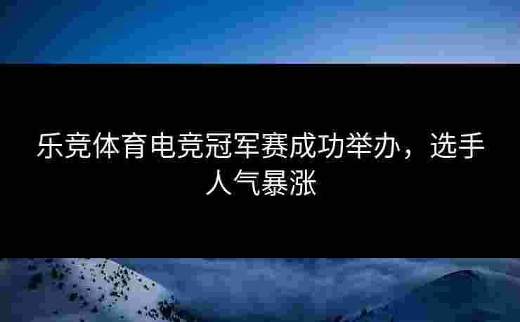 乐竞体育电竞冠军赛成功举办，选手人气暴涨